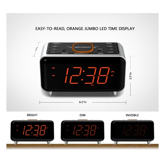 Emerson Radio SmartSet Alarm Clock Radio with Bluetooth Speaker - Picture 6 of 6